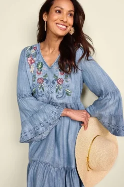 Sale Soft Surroundings Lina Short Dress LightChambray