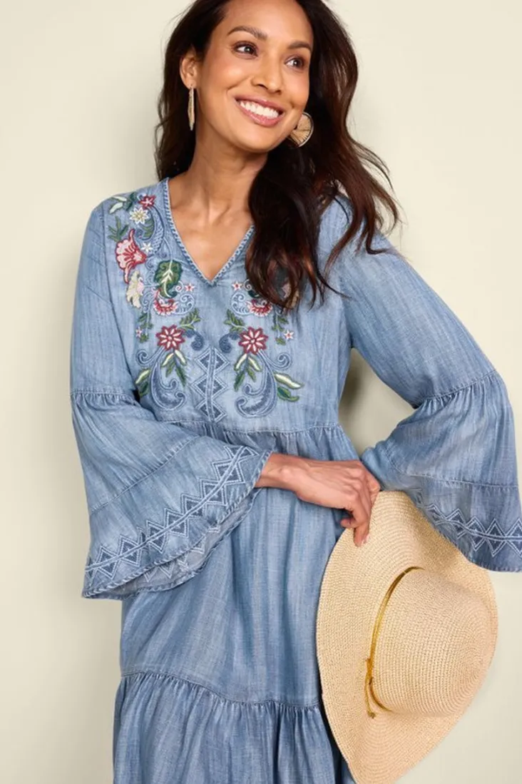 Sale Soft Surroundings Lina Short Dress LightChambray