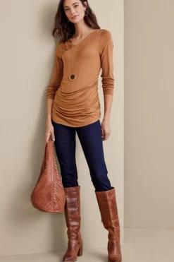 Outlet Soft Surroundings Linette Top Hazelnut