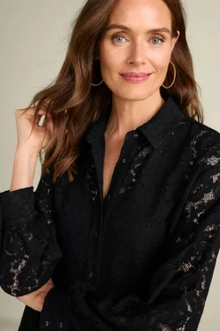 New Soft Surroundings Lisa Lace Button Front