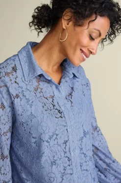New Soft Surroundings Lisa Lace Button Front