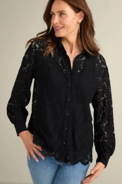 New Soft Surroundings Lisa Lace Button Front