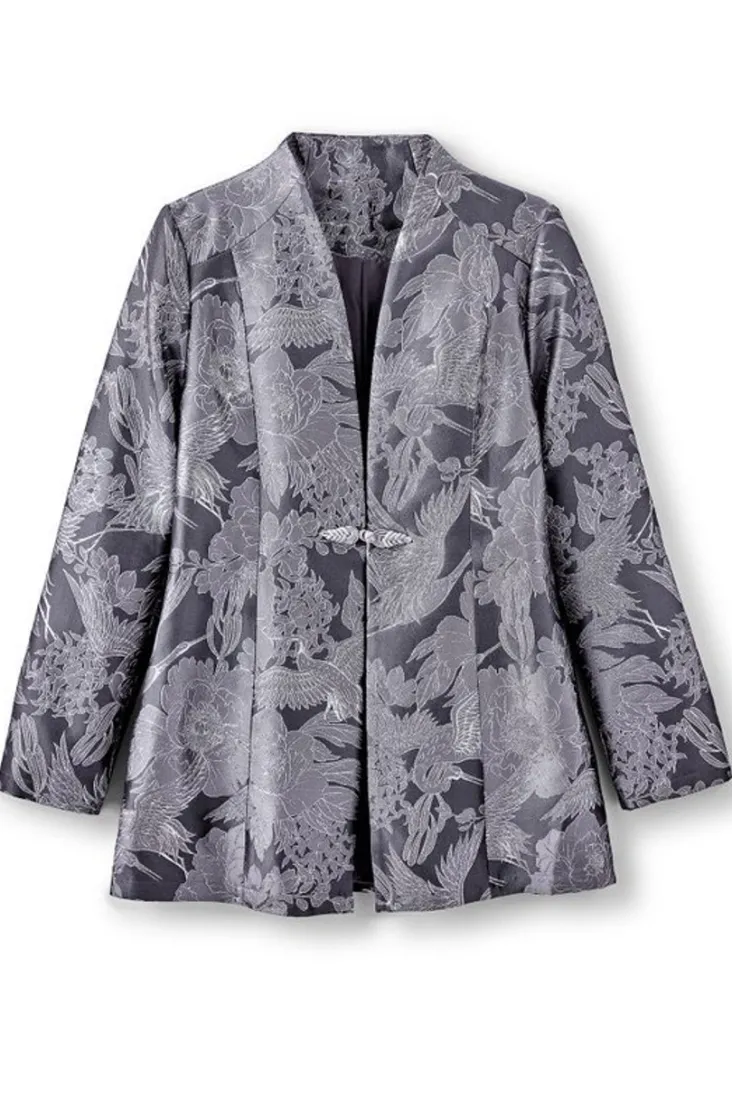 Soft Surroundings Lismore Jacquard Jacket GrayTapestry