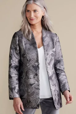 Soft Surroundings Lismore Jacquard Jacket GrayTapestry