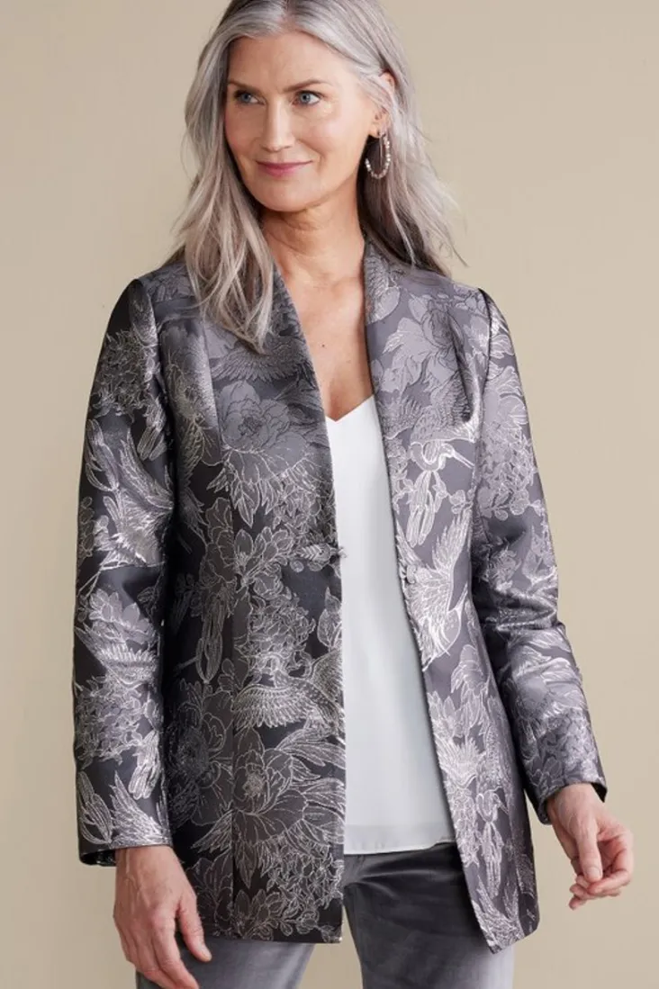 Soft Surroundings Lismore Jacquard Jacket GrayTapestry