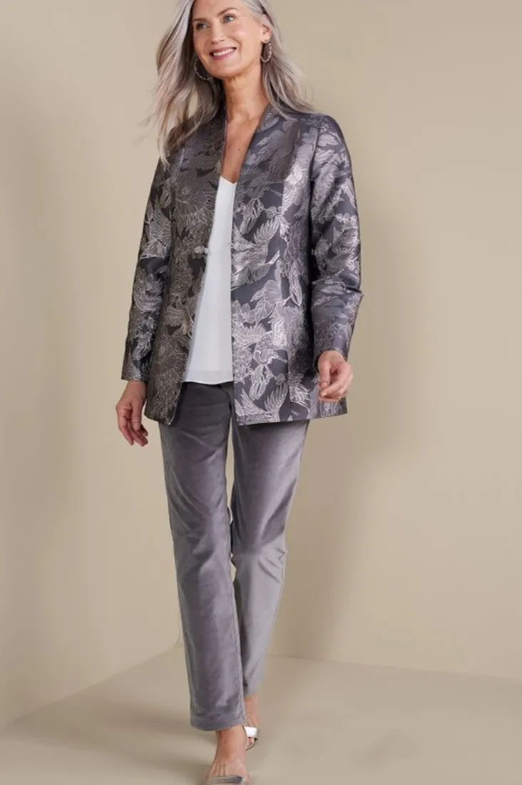Soft Surroundings Lismore Jacquard Jacket GrayTapestry