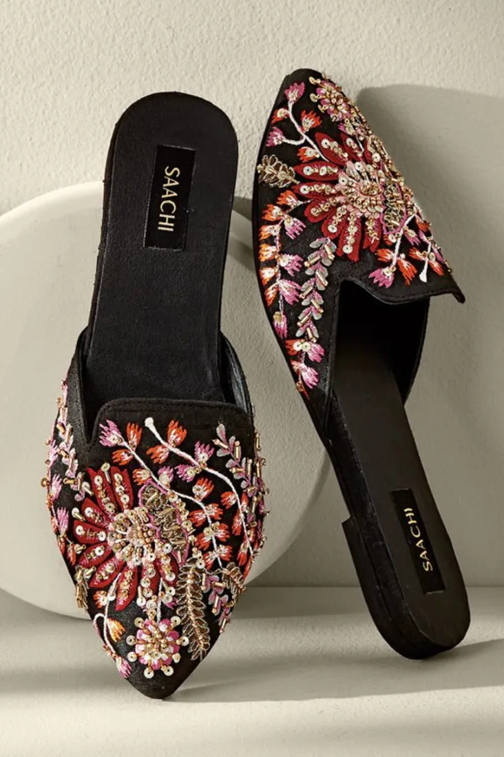 Clearance Soft Surroundings Lola Embellished Slides BlackMulti