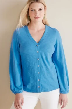 Discount Soft Surroundings Lorna Button Front Top