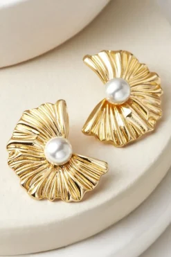 Soft Surroundings Lourdes Shell Earrings Gold