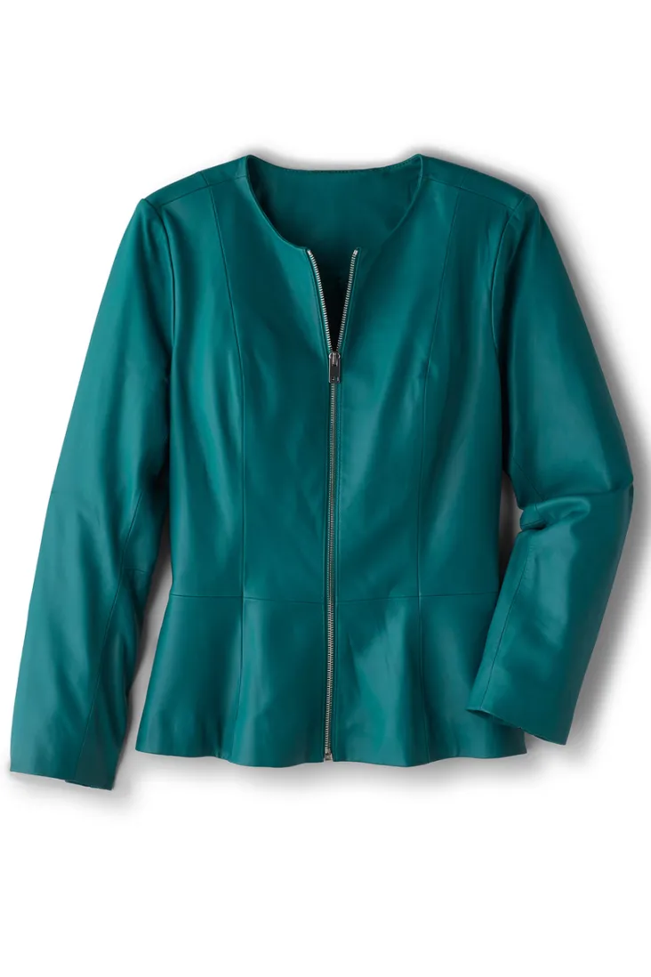 Best Soft Surroundings Marfa Leather Jacket DeepLagoon