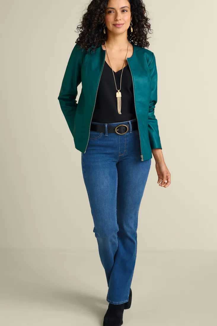Best Soft Surroundings Marfa Leather Jacket DeepLagoon