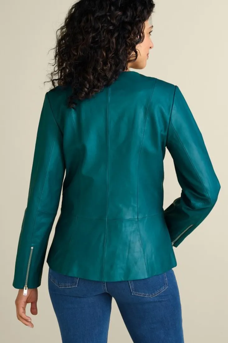 Best Soft Surroundings Marfa Leather Jacket DeepLagoon