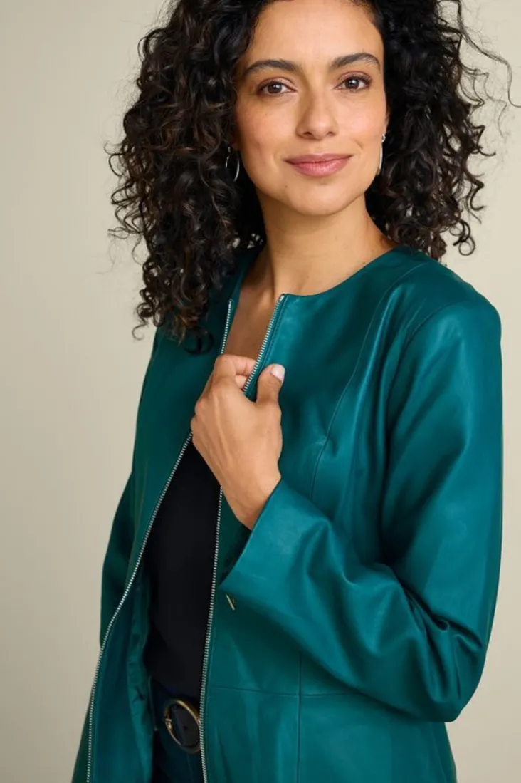 Best Soft Surroundings Marfa Leather Jacket DeepLagoon