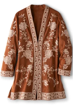 Discount Soft Surroundings Marienne Faux Suede Jacket Auburn