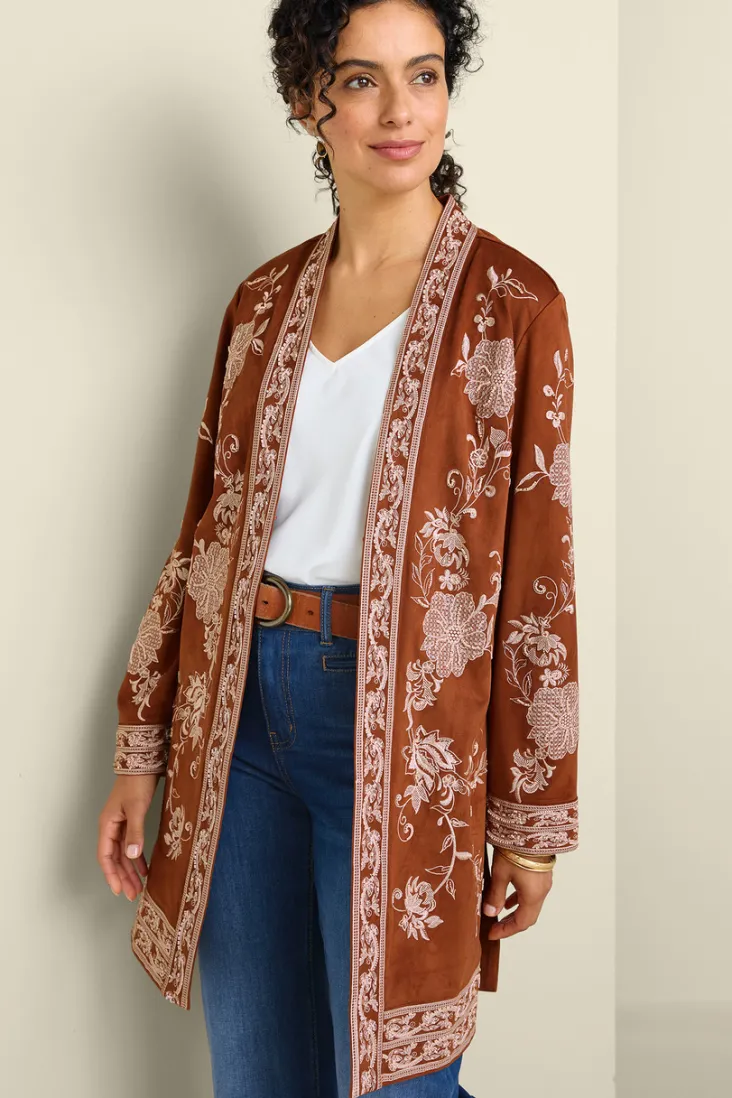Discount Soft Surroundings Marienne Faux Suede Jacket Auburn
