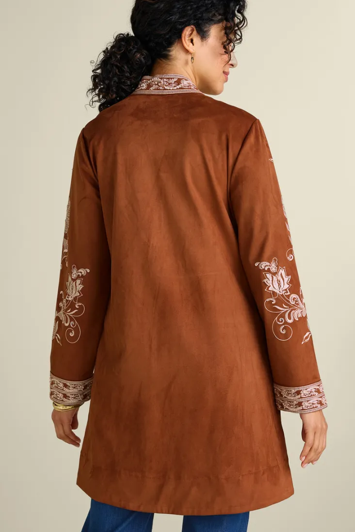 Discount Soft Surroundings Marienne Faux Suede Jacket Auburn