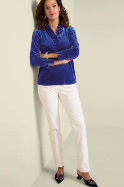 New Soft Surroundings Marlee Ruffle Velvet Top