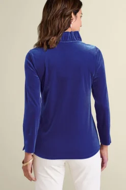 New Soft Surroundings Marlee Ruffle Velvet Top