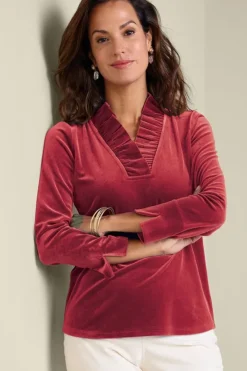 New Soft Surroundings Marlee Ruffle Velvet Top