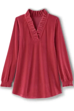 New Soft Surroundings Marlee Ruffle Velvet Top