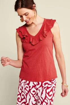 Hot Soft Surroundings Marybeth Ruffle Tank AmericanBeauty