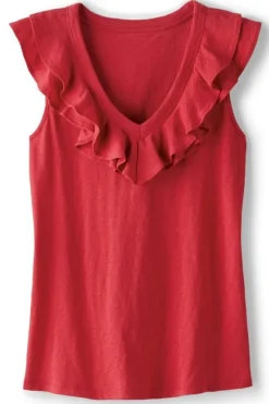 Hot Soft Surroundings Marybeth Ruffle Tank AmericanBeauty