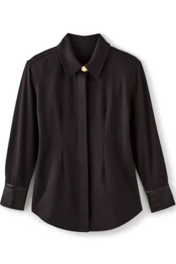 Best Soft Surroundings Mattea Faux Leather Cuff Tunic Black