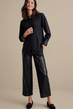 Best Soft Surroundings Mattea Faux Leather Cuff Tunic Black