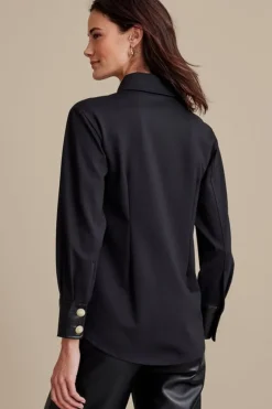 Best Soft Surroundings Mattea Faux Leather Cuff Tunic Black
