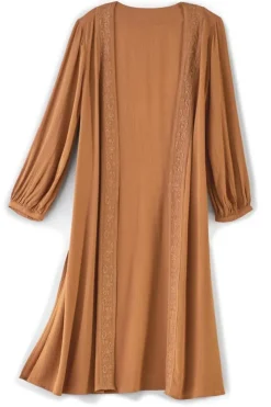 Outlet Soft Surroundings Megara Gauze Topper BrownSugar