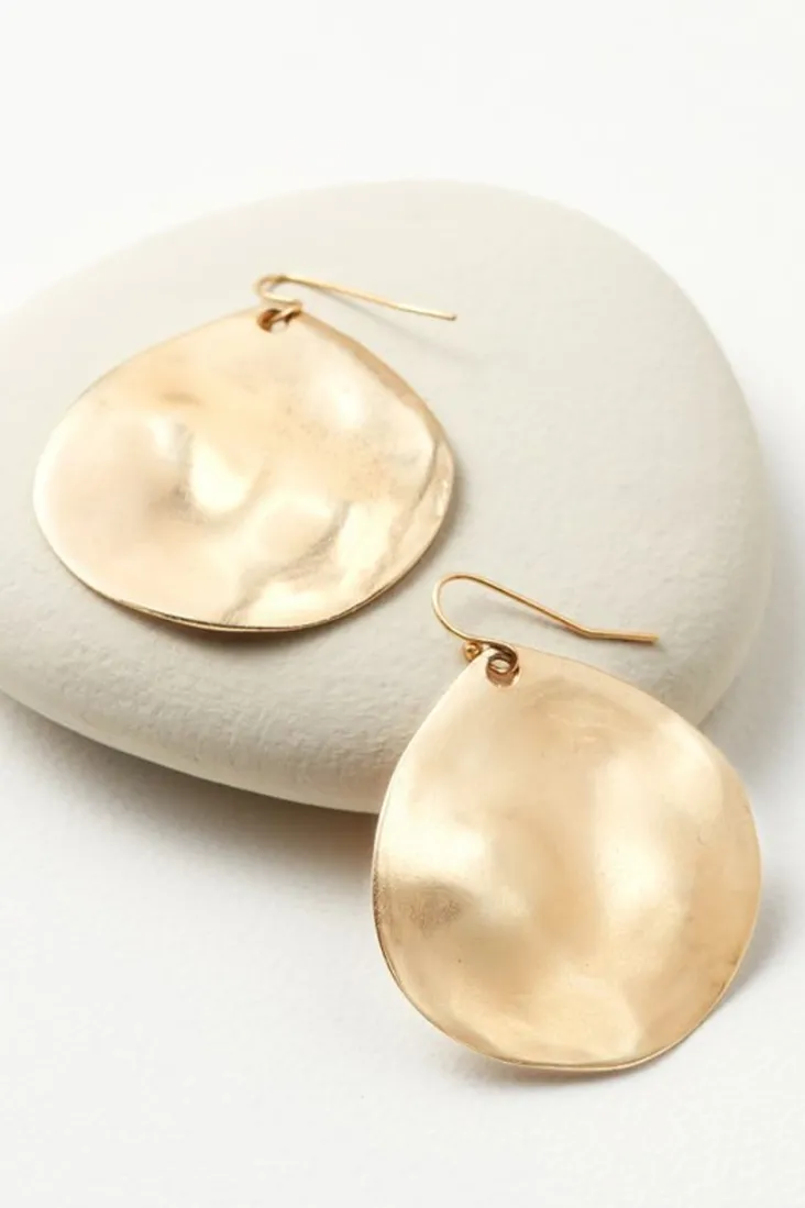 Clearance Soft Surroundings Meza Hammered Disc Earrings Gold