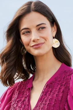 Clearance Soft Surroundings Meza Hammered Disc Earrings Gold