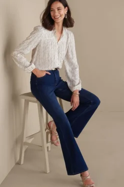 Hot Soft Surroundings Mila Metallic Blouse IvoryPearl