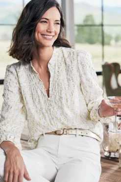 Hot Soft Surroundings Mila Metallic Blouse IvoryPearl