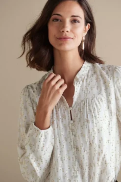 Hot Soft Surroundings Mila Metallic Blouse IvoryPearl