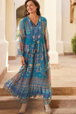 Clearance Soft Surroundings Mirapani Dress AyalettaBlue
