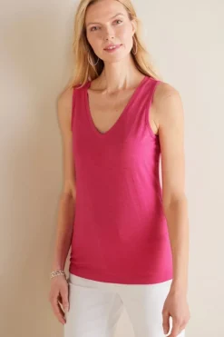 Soft Surroundings Mistral Supima Slub Tank PinkPeacock