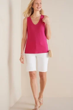 Soft Surroundings Mistral Supima Slub Tank PinkPeacock