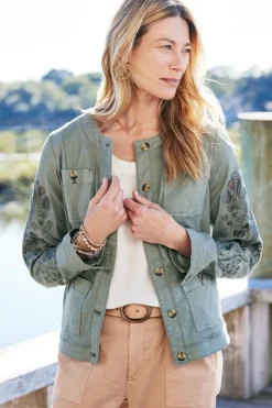Discount Soft Surroundings Monterey Utility Jacket AgaveGreen