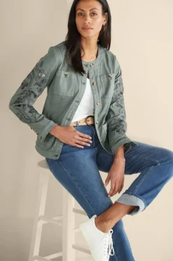 Discount Soft Surroundings Monterey Utility Jacket AgaveGreen