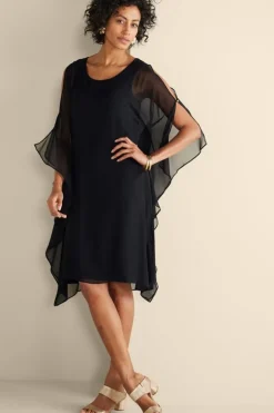 New Soft Surroundings Morlaix Silk Dress Black