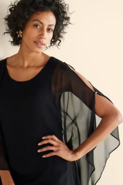 New Soft Surroundings Morlaix Silk Dress Black