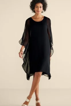 New Soft Surroundings Morlaix Silk Dress Black