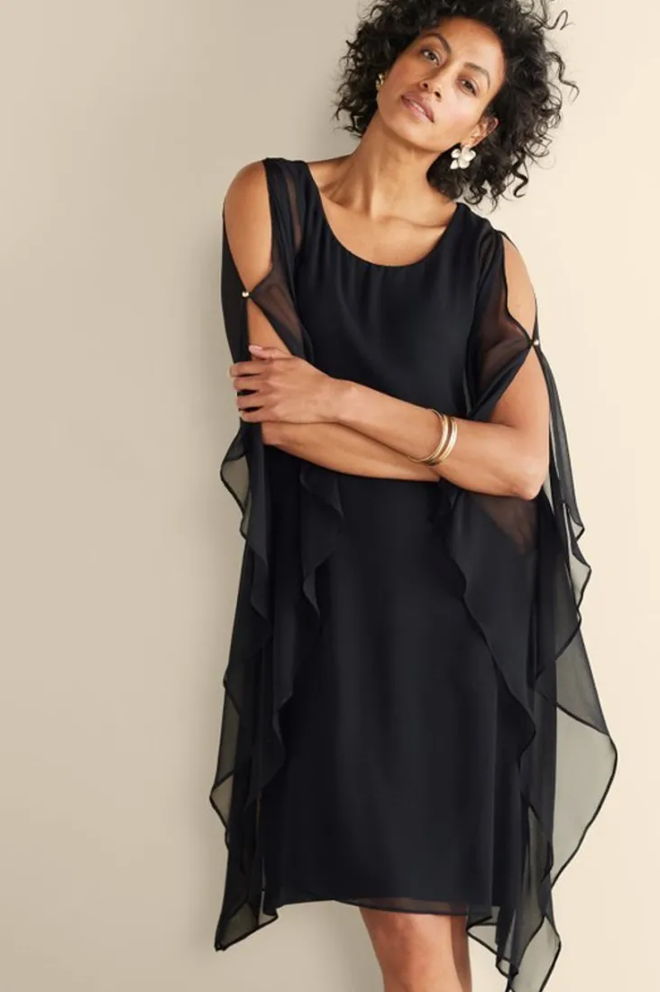 New Soft Surroundings Morlaix Silk Dress Black