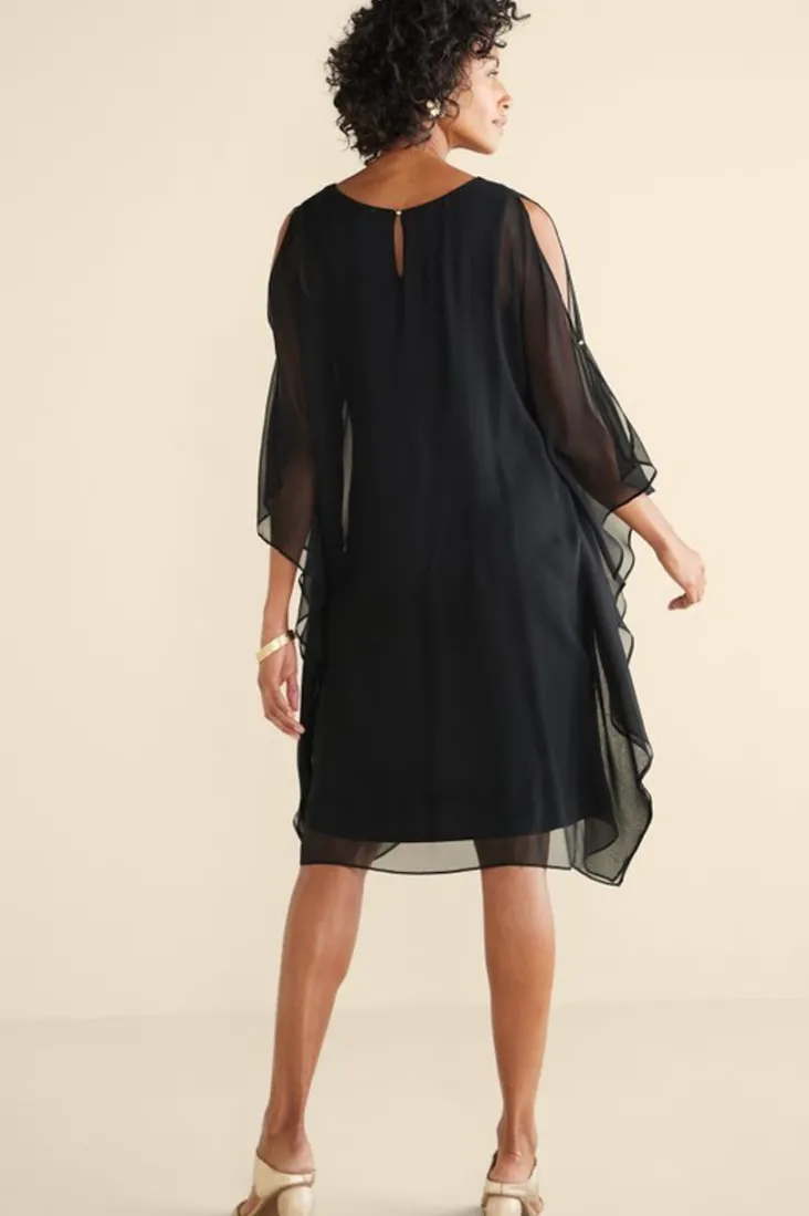 New Soft Surroundings Morlaix Silk Dress Black