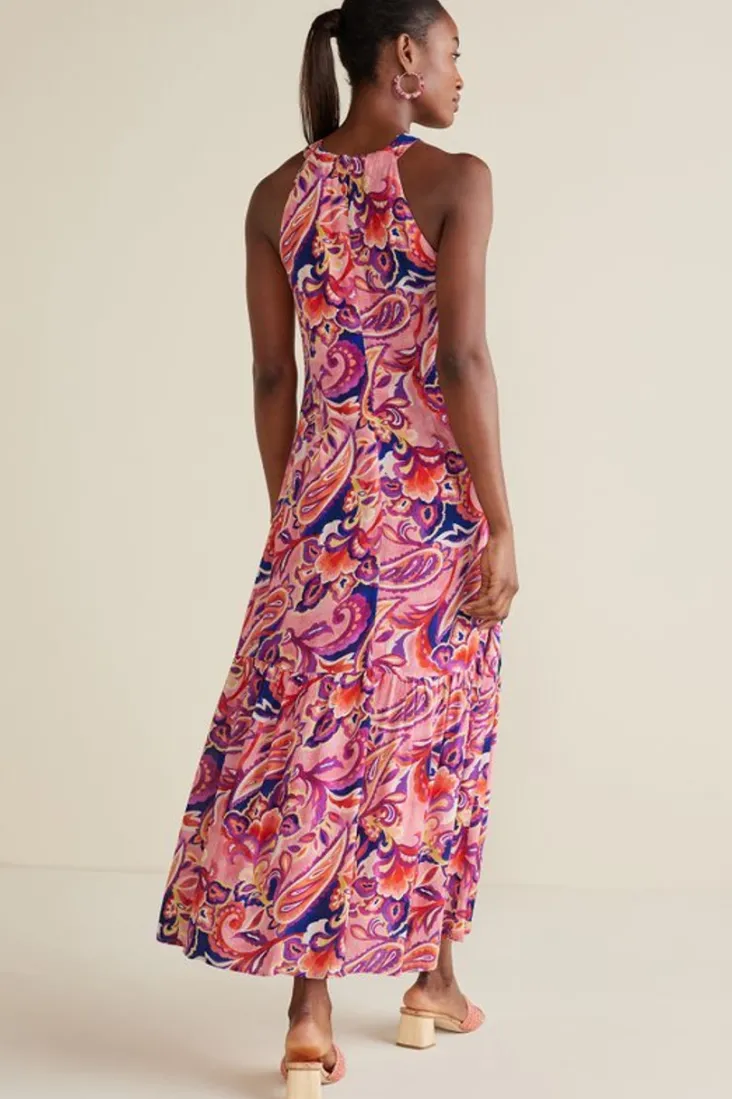 Clearance Soft Surroundings Nalani Gauze Maxi Dress IslandSunPaisleyCoral