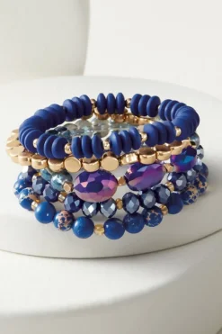 Best Soft Surroundings Nara Stretch Bracelet Set BlueMulti
