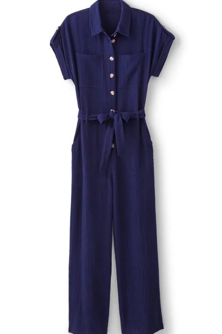 Hot Soft Surroundings Natasha Gauze Jumpsuit Navy