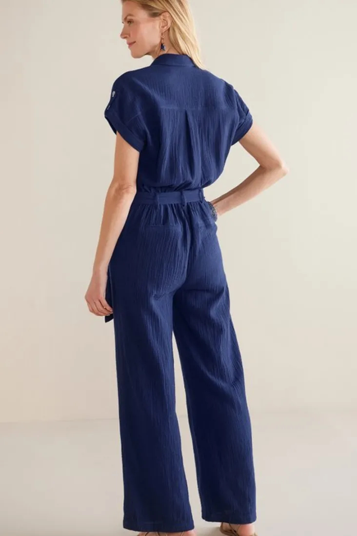 Hot Soft Surroundings Natasha Gauze Jumpsuit Navy
