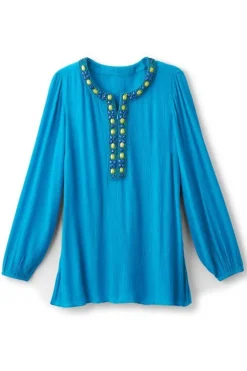 Discount Soft Surroundings Nellie Gauze Tunic BlueDanube